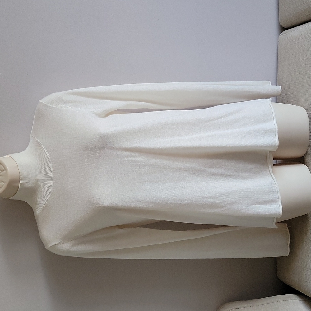 ZARA KNIT CREAM SWEATER OPEN BACK High Neck Long Sleeve Size S
